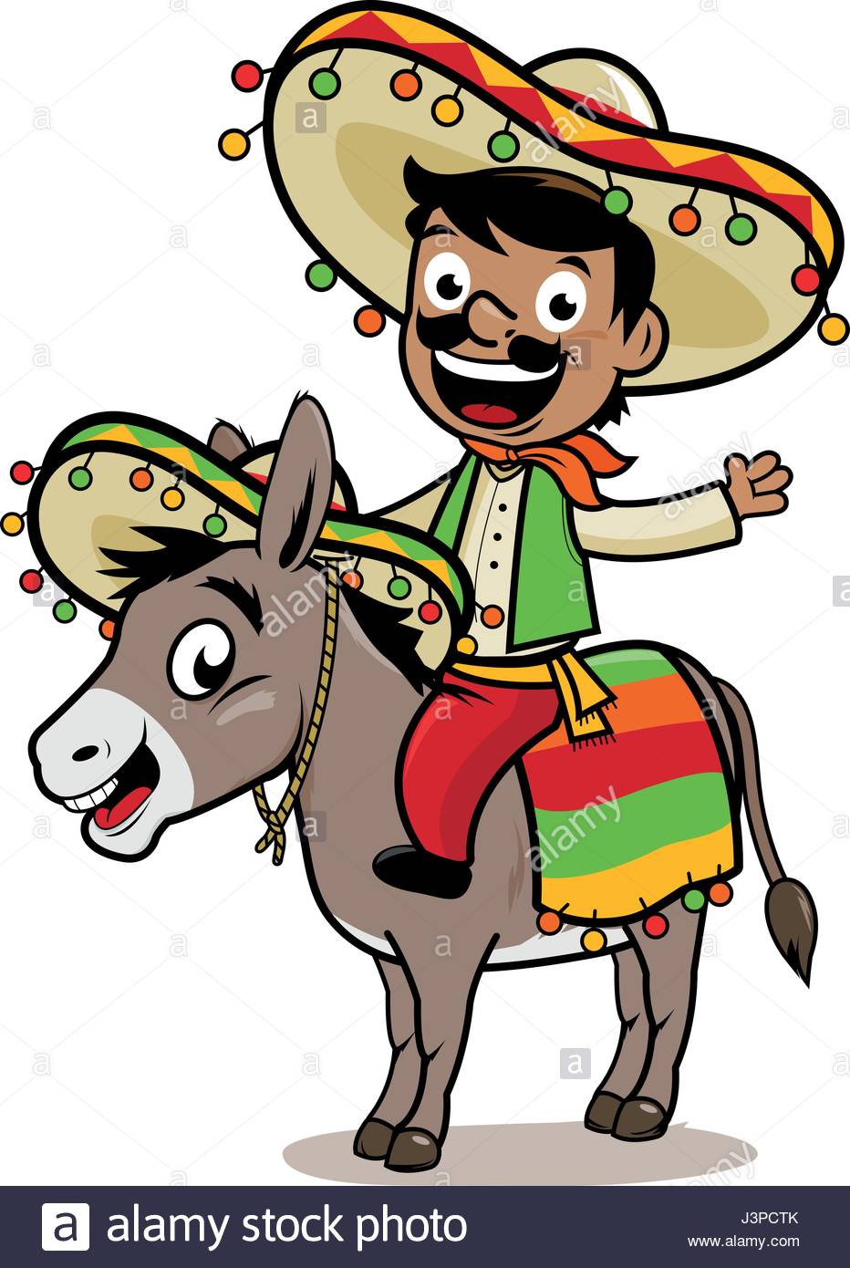932x1390 Mexican Man Riding A Donkey Stock Vector Art Amp Illustration