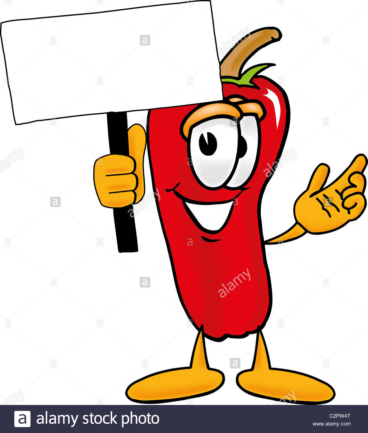 1183x1390 Cartoon Chili Pepper Holding A Sign For Mexican Food Stock Photo