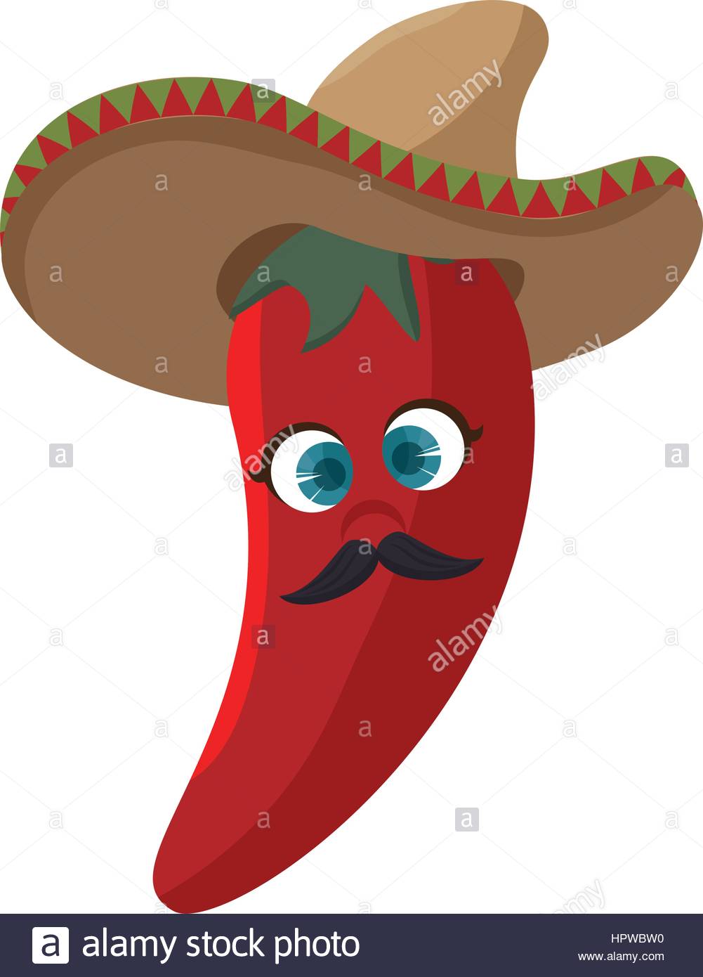 1001x1390 Cartoon Red Hot Chili Pepper With Mexican Hat Stock Vector Art