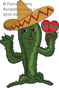 201x300 Clip Art Illustration Of A Mexican Mariachi Cactus