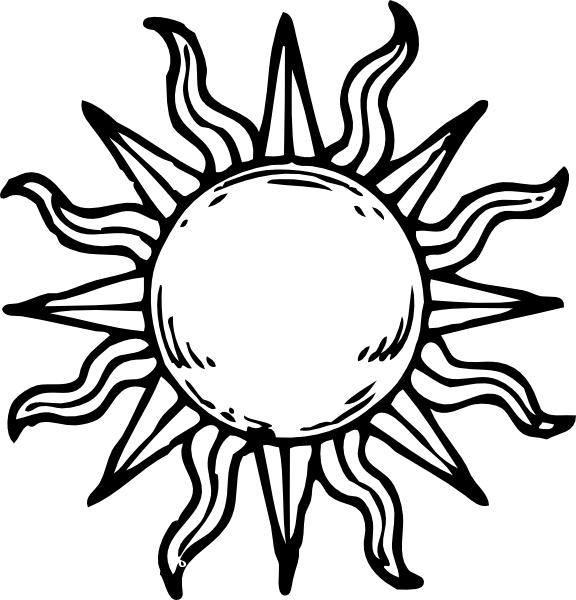 576x600 Sun Line Art