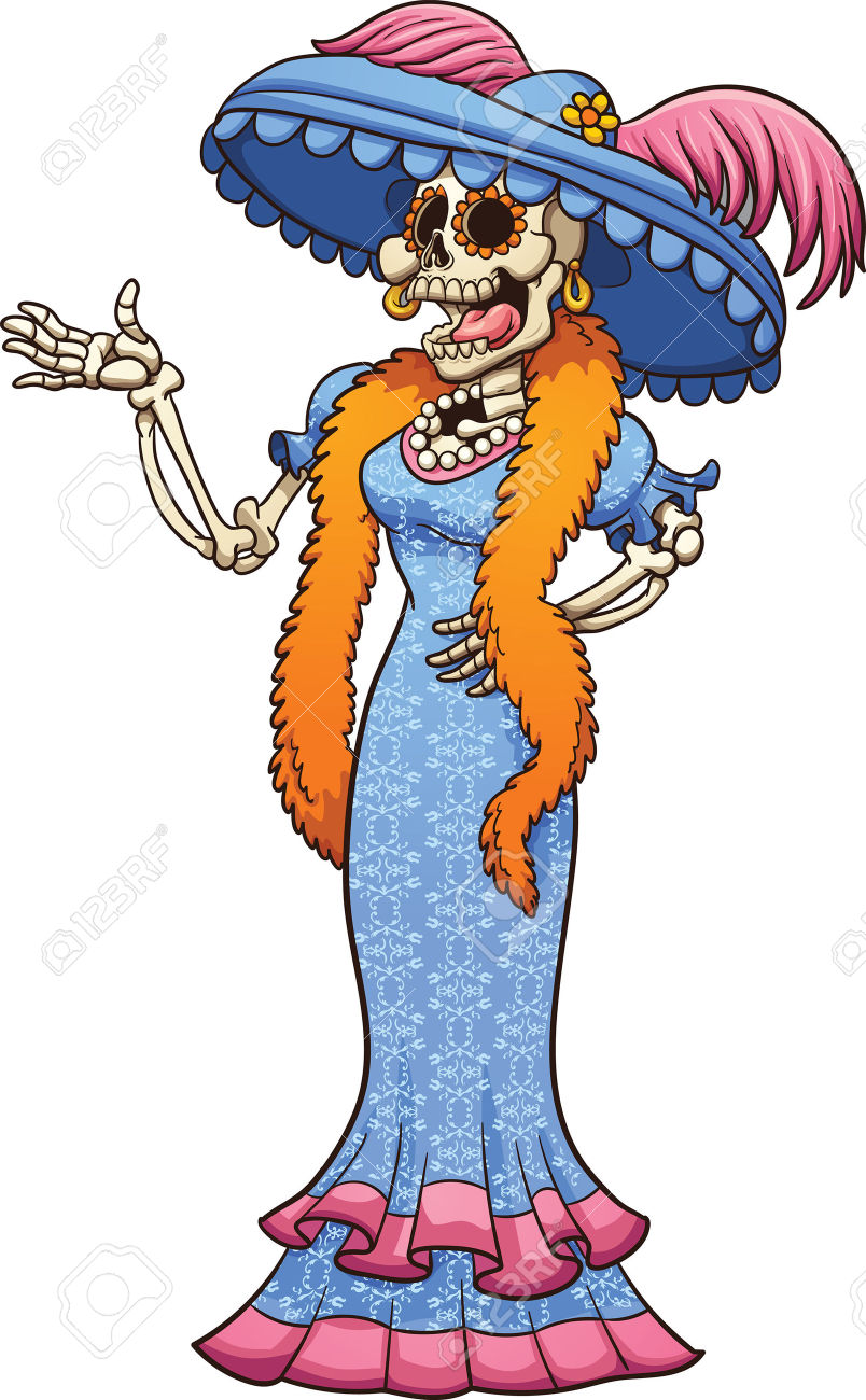 804x1300 47229069 Mexican Catrina Laughing Vector Clip Art Illustration