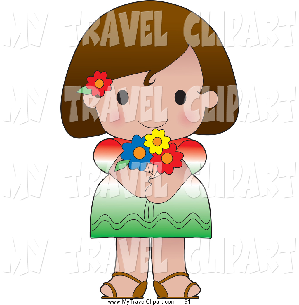 1024x1044 Clipart Of A Friendly Cute Mexican Girl Wearing A Flag Of Mexico