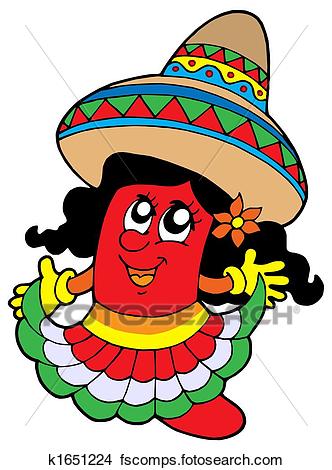 332x470 Drawings Of Cute Mexican Chilli Girl K1651224