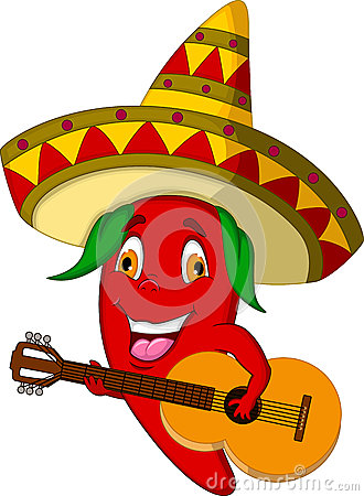 330x450 Red Chili Pepper Cartoon Character With Mexican Hat And Mustache