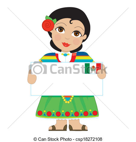 450x470 Little Girl Clipart Mexican
