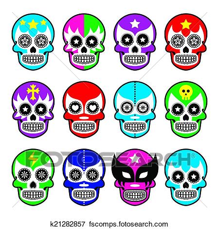 450x470 Clip Art Of Lucha Libre Sugar Skull Masks Icons K21282857