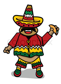 235x320 Happy Cartoon Taco With Mexican Sombrero. Vector Clip Art