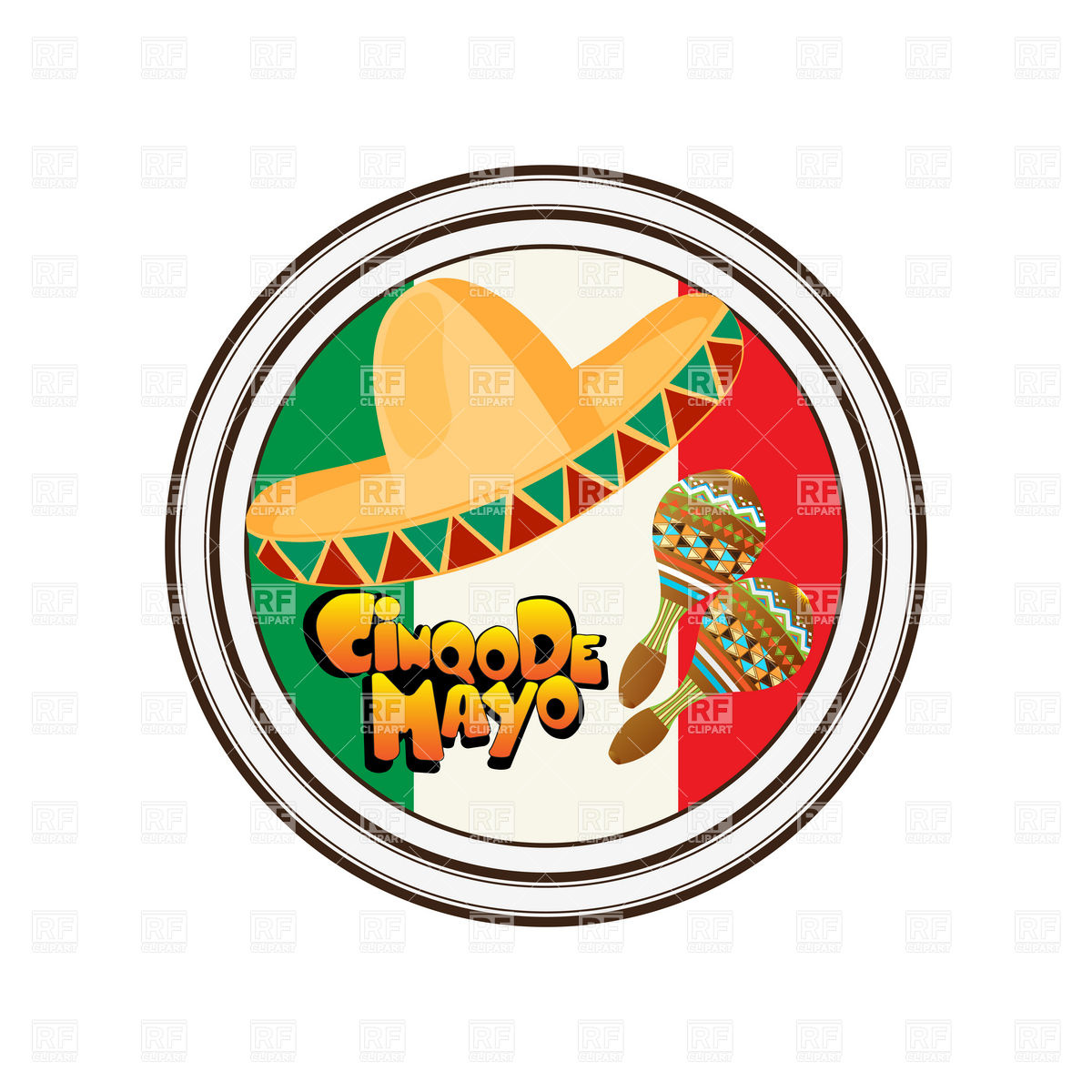1200x1200 Mexican Sticker With Sombrero And Maraca Royalty Free Vector Clip