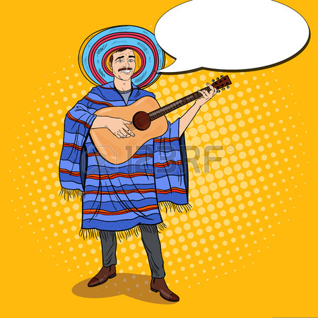 450x450 Three Cartoon Mexican Mariachis With Sombrero Royalty Free