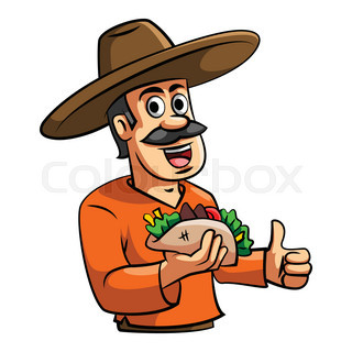 320x320 Cartoon Taco Wearing A Sombrero. Vector Clip Art Illustration
