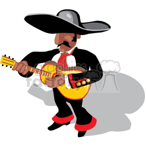 300x300 Royalty Free Cinco De Mayo Mariachi Man Playing Guitar 369823