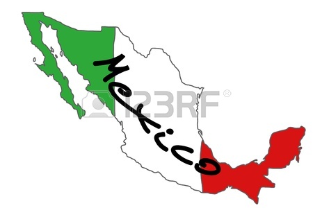 450x300 Map Of Mexico With Mexican Flag Colours Royalty Free Cliparts