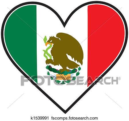 450x423 Clipart Of Mexico Heart Flag K1539991