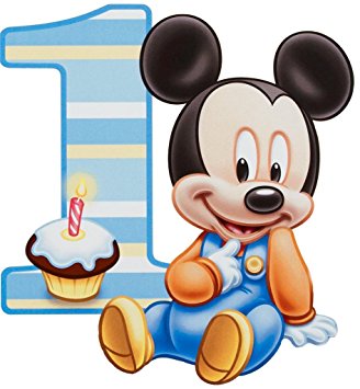 328x355 Baby Mickey Mouse One Year 1st Birthday Edible Image