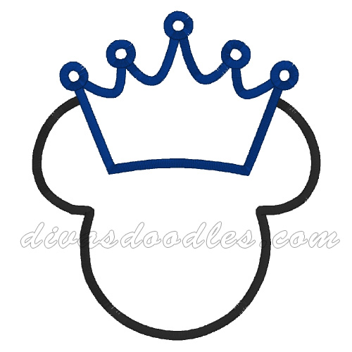 500x500 Mickey Mouse Crown Prince Outline Applique Disney Trip