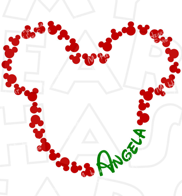 743x800 Christmas Mickey Mouse Outline With Custom Name Digital Clip Art