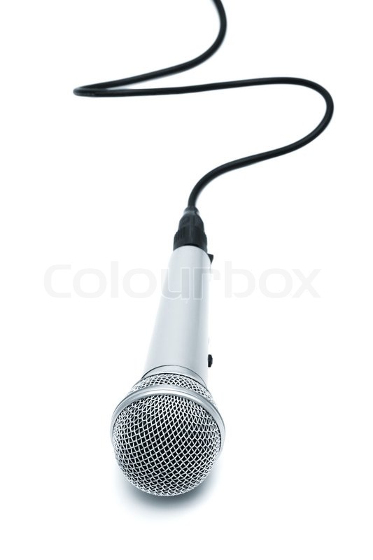 533x800 Microphone With A Black Cord On A White Background Stock Photo
