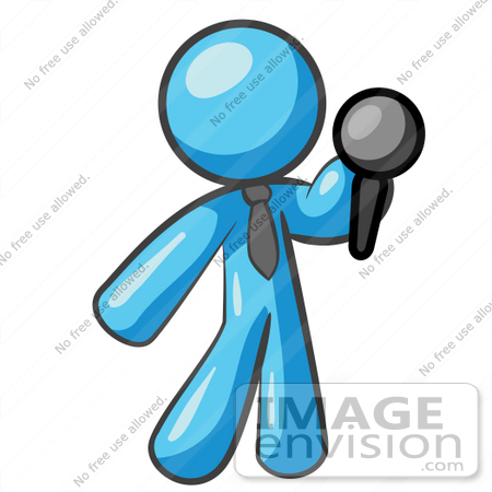 450x450 Clip Art Graphic Of A Sky Blue Guy Character Holding A Microphone
