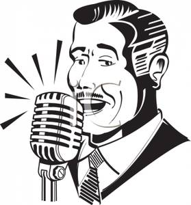 279x300 And White Man Speaking Into A Microphone Clipart Image