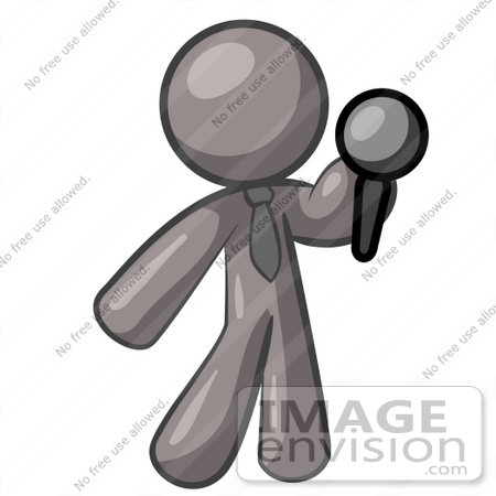 450x450 Clip Art Graphic Of A Grey Guy Character Holding A Microphone