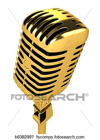 337x470 Stock Illustration Of Gold Vintage Microphone K6382997