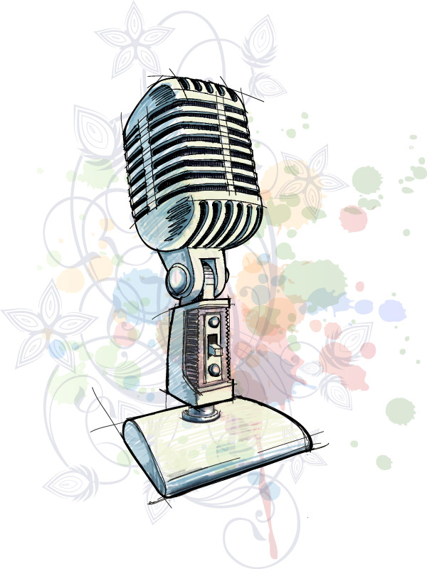 600x800 Drawn Microphone Vector