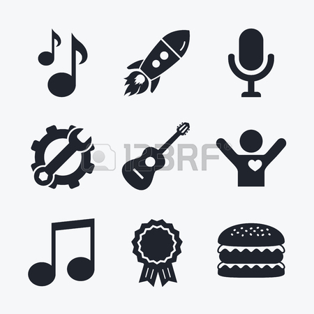 450x450 Music Icons. Microphone Karaoke Symbol. Music Notes And Acoustic