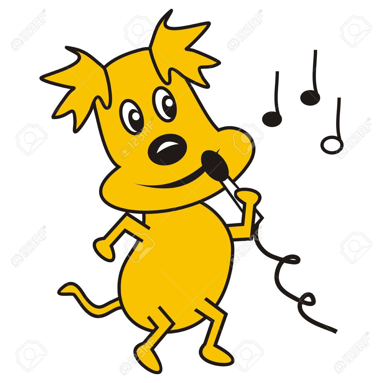 1300x1300 Singing Dog With A Microphone. In The Background Are Musical