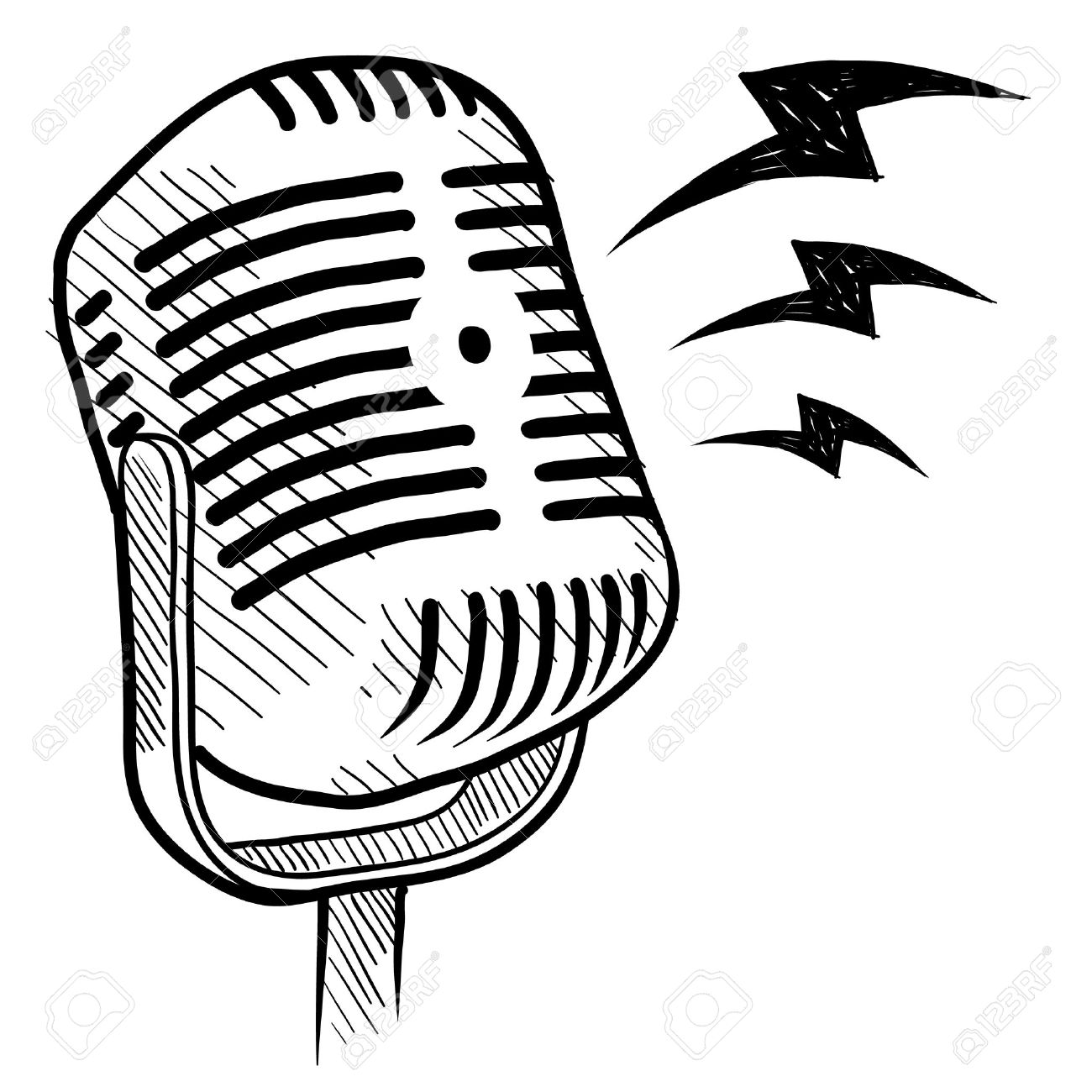 1300x1300 Doodle Style Retro Microphone Radio Or Communication Illustration