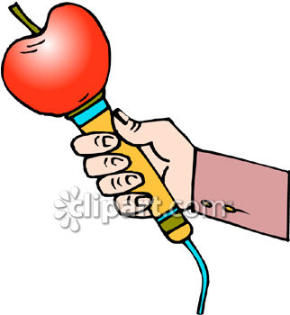 322x350 Hand Holding A Microphone Shaped Like An Apple