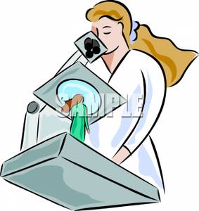 283x300 Scientist Looking At A Person Under A Microscope Clip Art Image