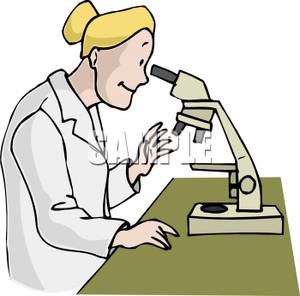 300x296 Woman In A Lab Coat Looking Through A Microscope