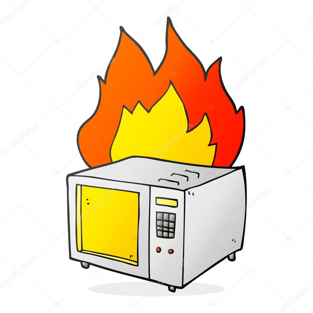 1024x1024 Cartoon Microwave On Fire Stock Vector Lineartestpilot