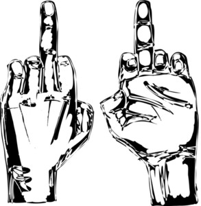 293x300 Sketch Of Hand Show Fuck Off With The Middle Finger. Vector