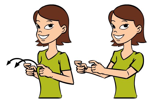 595x400 Touch Tap Middle Finger On Back Of Hand. Learning To Sign