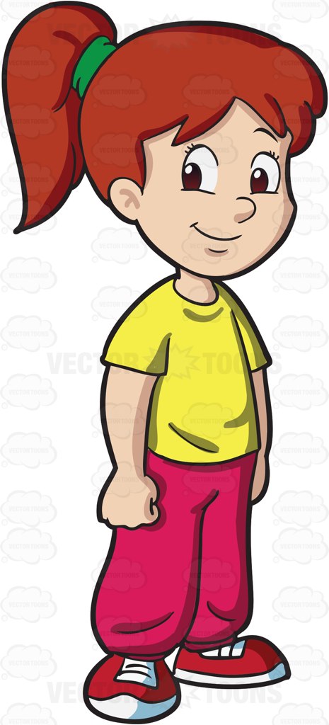 465x1024 A Sporty Middle School Girl Cartoon Clipart