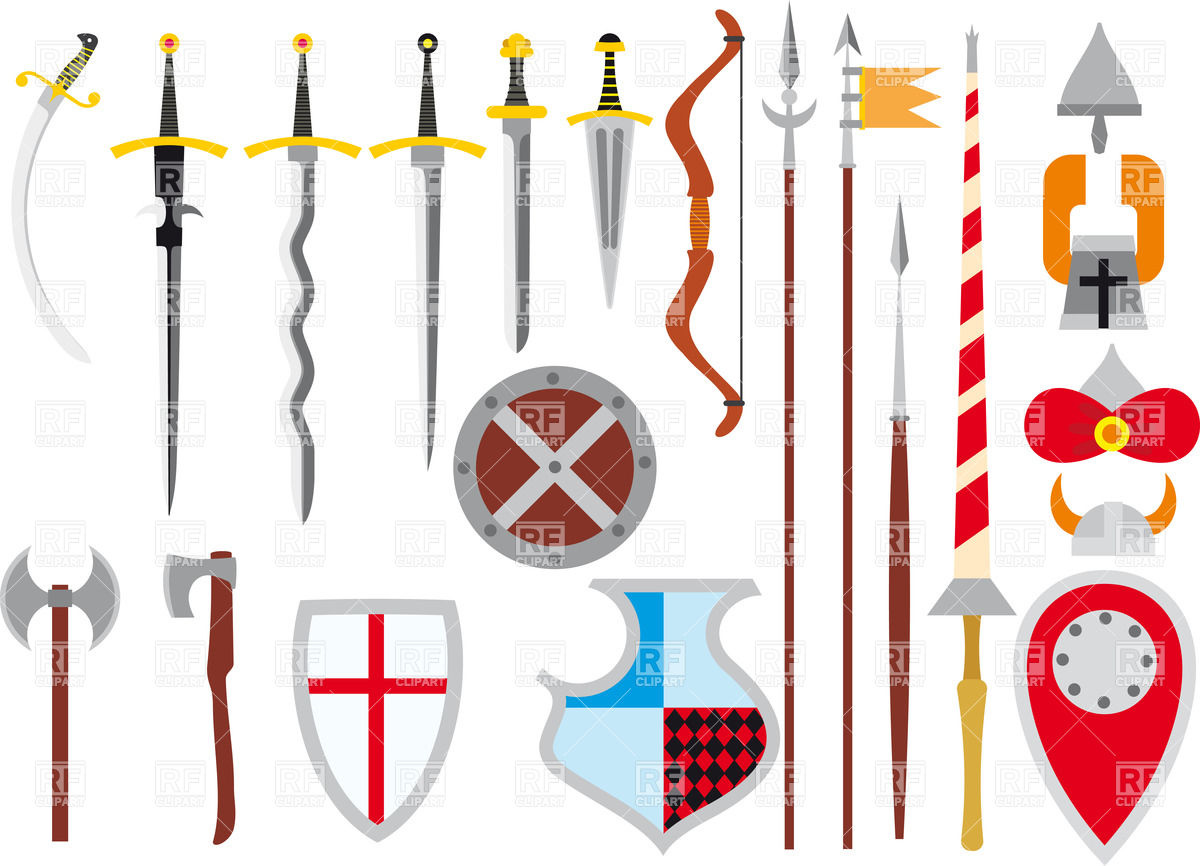 1200x866 Set Of Medieval Weapon And Defenses Royalty Free Vector Clip Art