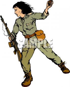 284x350 Female Soldier Throwing A Hand Grenade