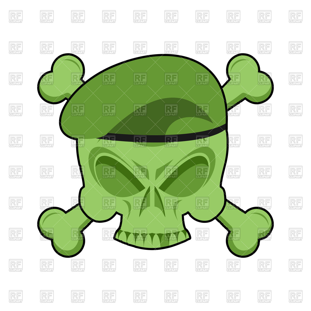 1200x1200 Military Emblem With Skull In Beret Royalty Free Vector Clip Art