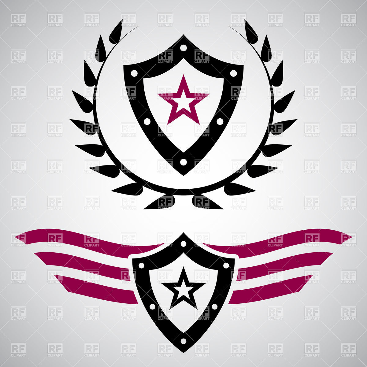 1200x1200 Military Style Emblems With Shields Royalty Free Vector Clip Art