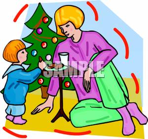 300x281 Of A Mother And Her Child Having Milk And Cookies B A Christmas