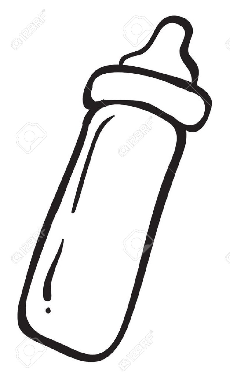 788x1300 Illustration Of Milkbottle Outline On A White Royalty Free