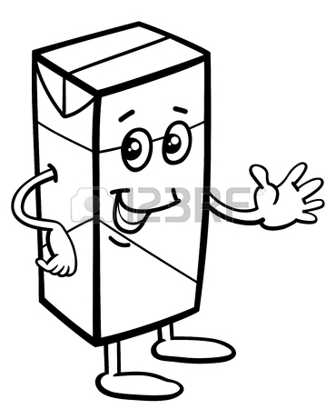 370x450 Black And White Cartoon Illustration Of Carton Of Milk Or Juice