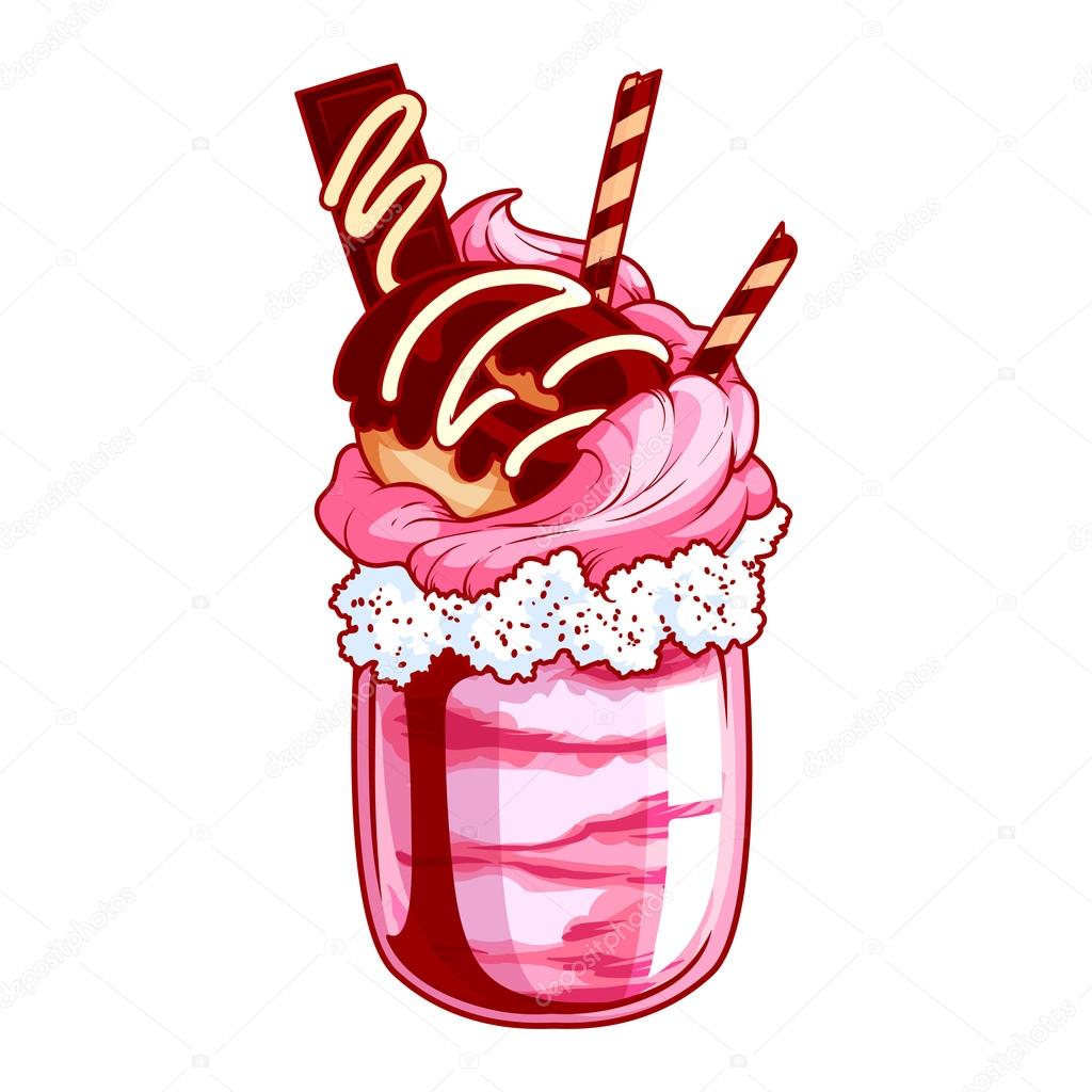 1024x1024 Giant Milkshake With Donut, Strawberry Ice Cream, Chocolate