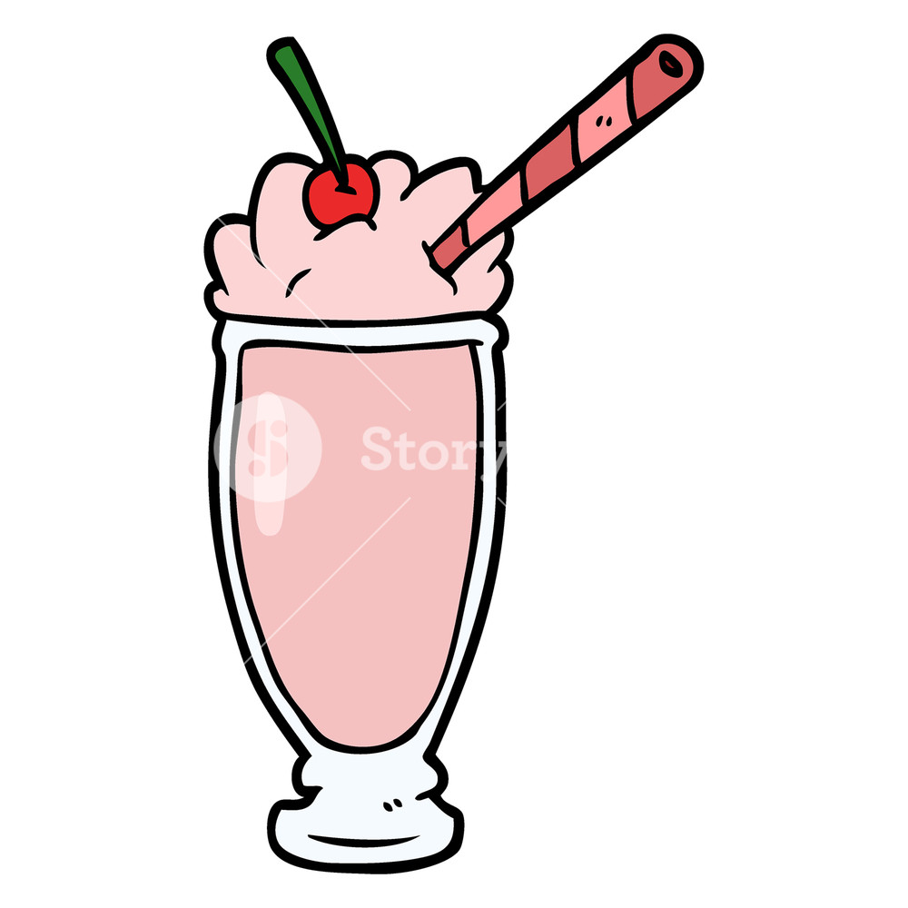 1000x1000 Freehand Drawn Black And White Cartoon Milkshake Royalty Free