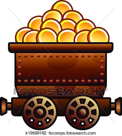 421x470 Clipart Of Old Mine Cart With Coins K19599192