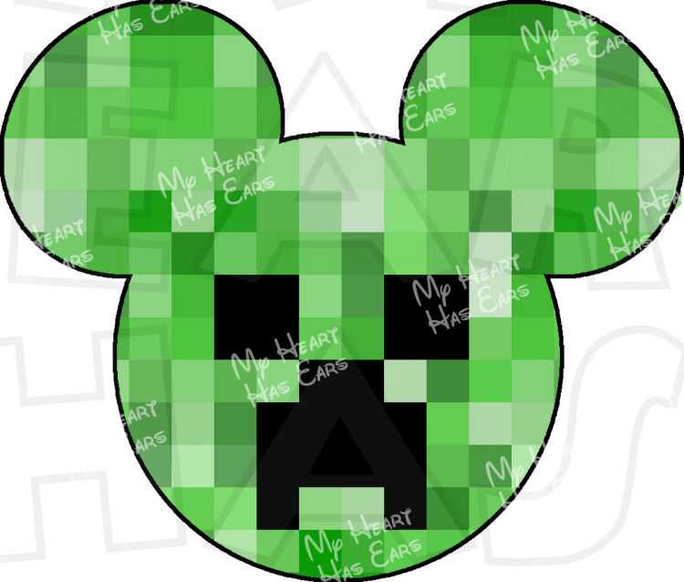 750x638 Minecraft Creeper Mickey Mouse Ears Head Instant Download Digital