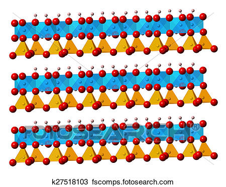 450x372 Drawing Of Kaolinite Clay Mineral, Crystal Structure. K27518103