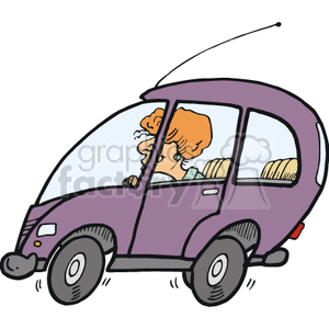 300x300 Royalty Free Lady Driving Her Purple Minivan 172827 Vector Clip